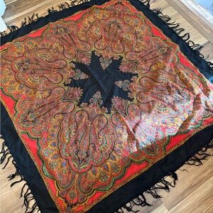 Vibrant Paisley Fringe Shawl
